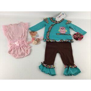 Baby Girl Sz. 6 Mo. Outfit 5 Pc Set 2 Outfits Vitamins Baby Sweet & Soft Owl